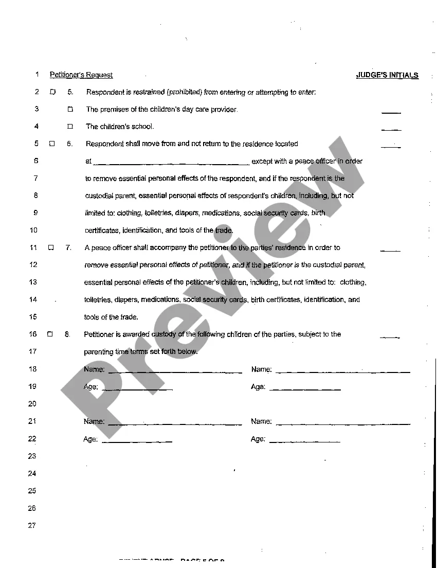 Preview A02 Restraining Order to Prevent Abuse