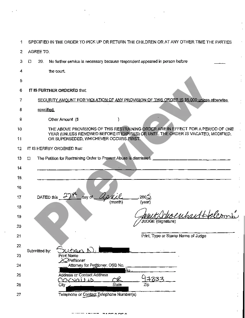 Preview A02 Restraining Order to Prevent Abuse