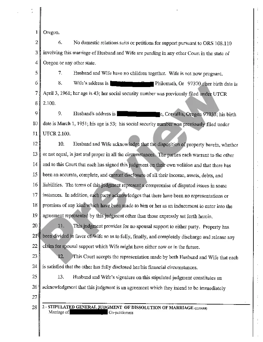 Get A05 Stipulated General Judgment of Dissolution of Marriage and Money Award Preview A05 Stipulated General Judgment of Dissolution of Marriage and Money Award