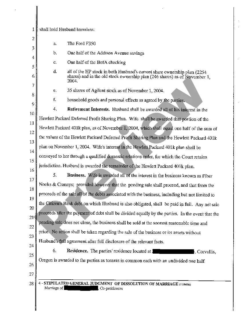 Get A05 Stipulated General Judgment of Dissolution of Marriage and Money Award Preview A05 Stipulated General Judgment of Dissolution of Marriage and Money Award