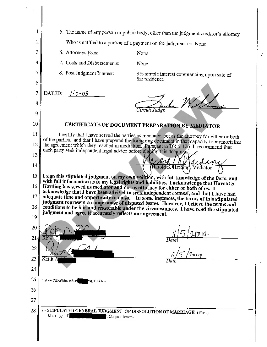Get A05 Stipulated General Judgment of Dissolution of Marriage and Money Award Preview A05 Stipulated General Judgment of Dissolution of Marriage and Money Award