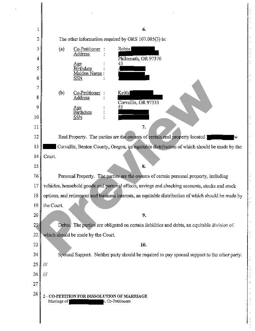 Get A01 Co-Petition for Dissolution of Marriage Preview A01 Co-Petition for Dissolution of Marriage