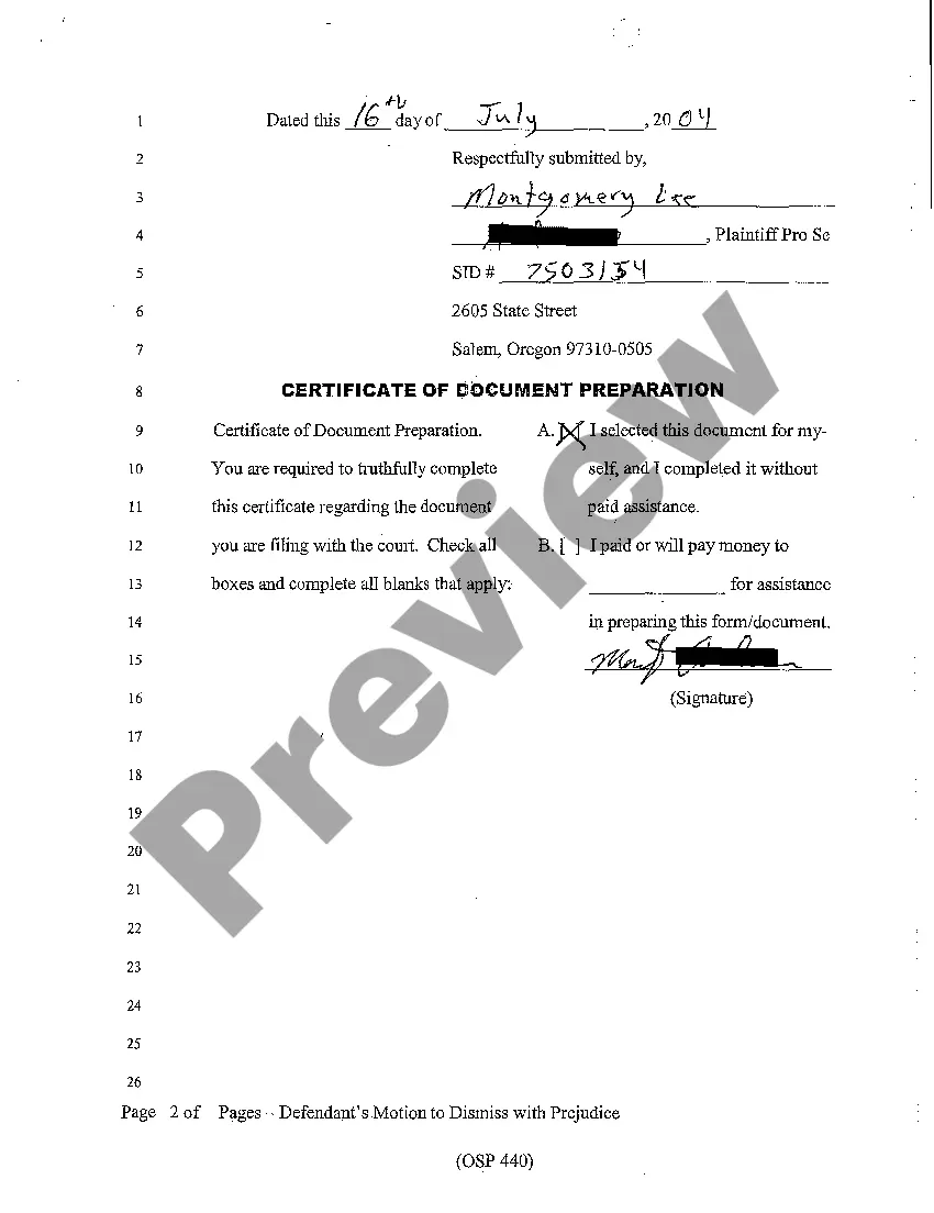 Preview A02 Defendant's Motion to Dismiss with Prejudice