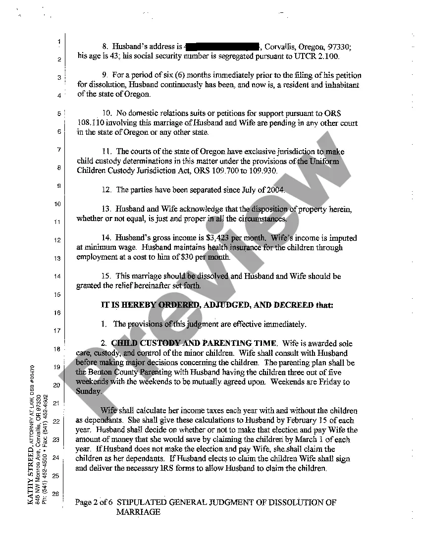 Get A14 Stipulated General Judgment of Dissolution of Marriage Preview A14 Stipulated General Judgment of Dissolution of Marriage