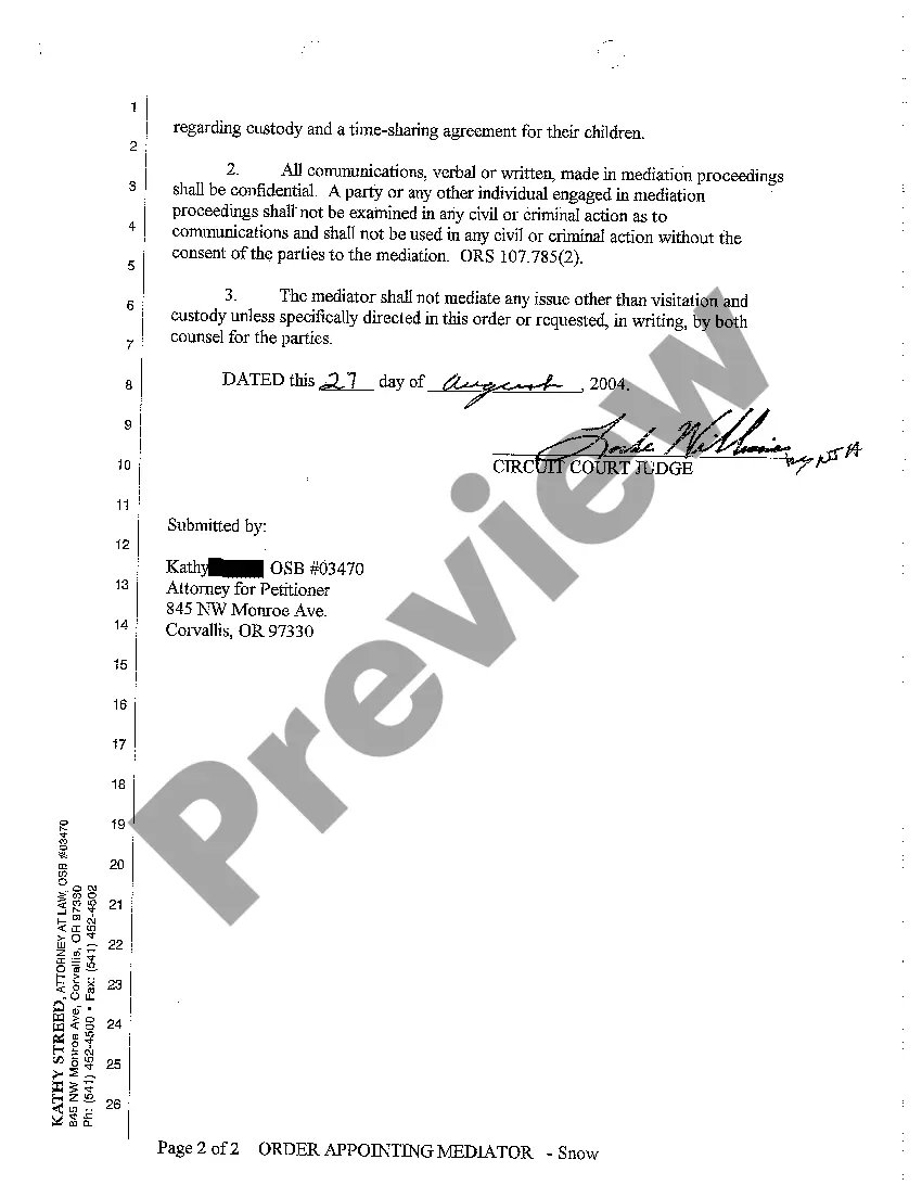 Preview A07 Order Appointing Mediator