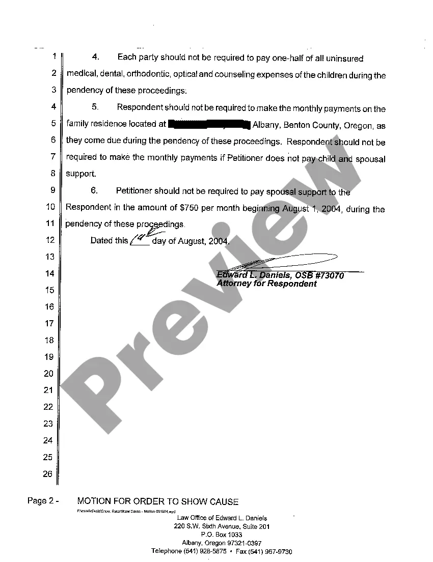 Preview A04 Motion for Order to Show Cause