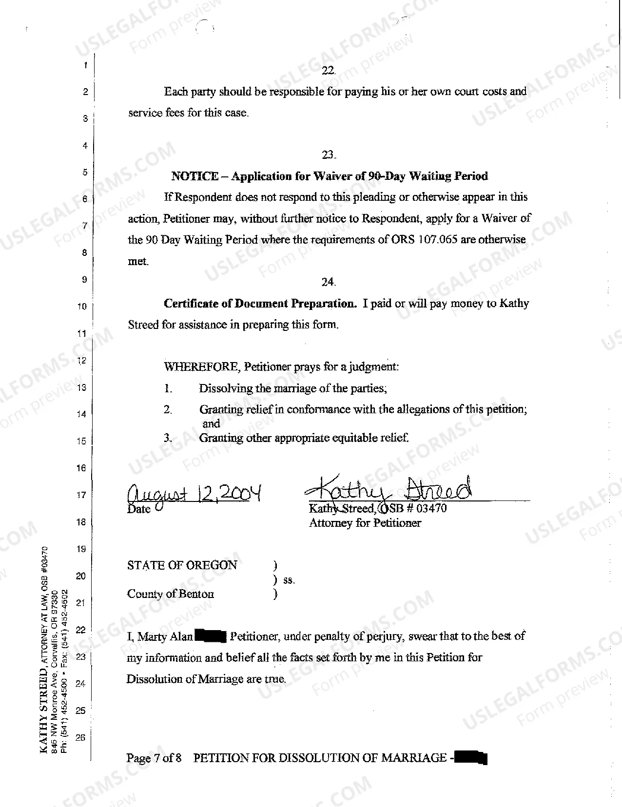 Preview A01 Petition for Dissolution of Marriage