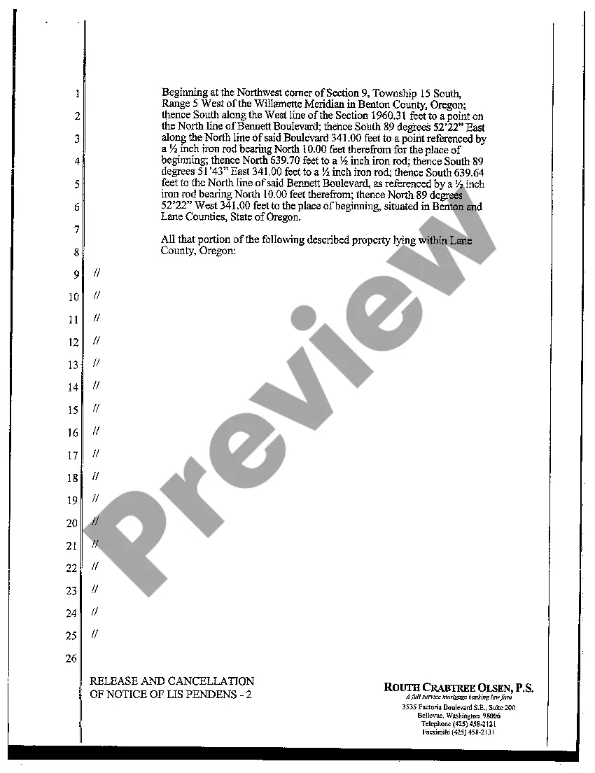 Preview Release and Cancellation of Notice of Lis Pendens