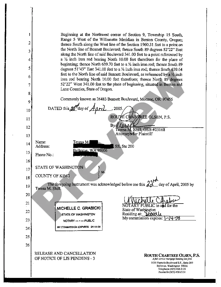 Preview Release and Cancellation of Notice of Lis Pendens