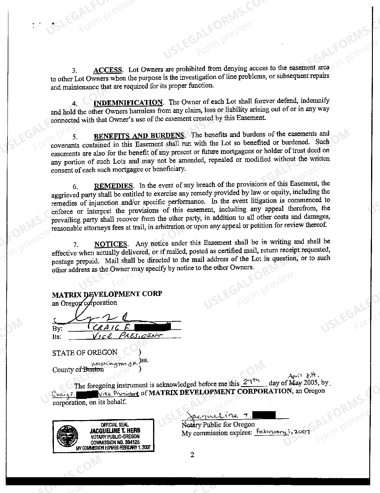 Oregon Private Storm Drainage Easement Storm Drainage Easement US