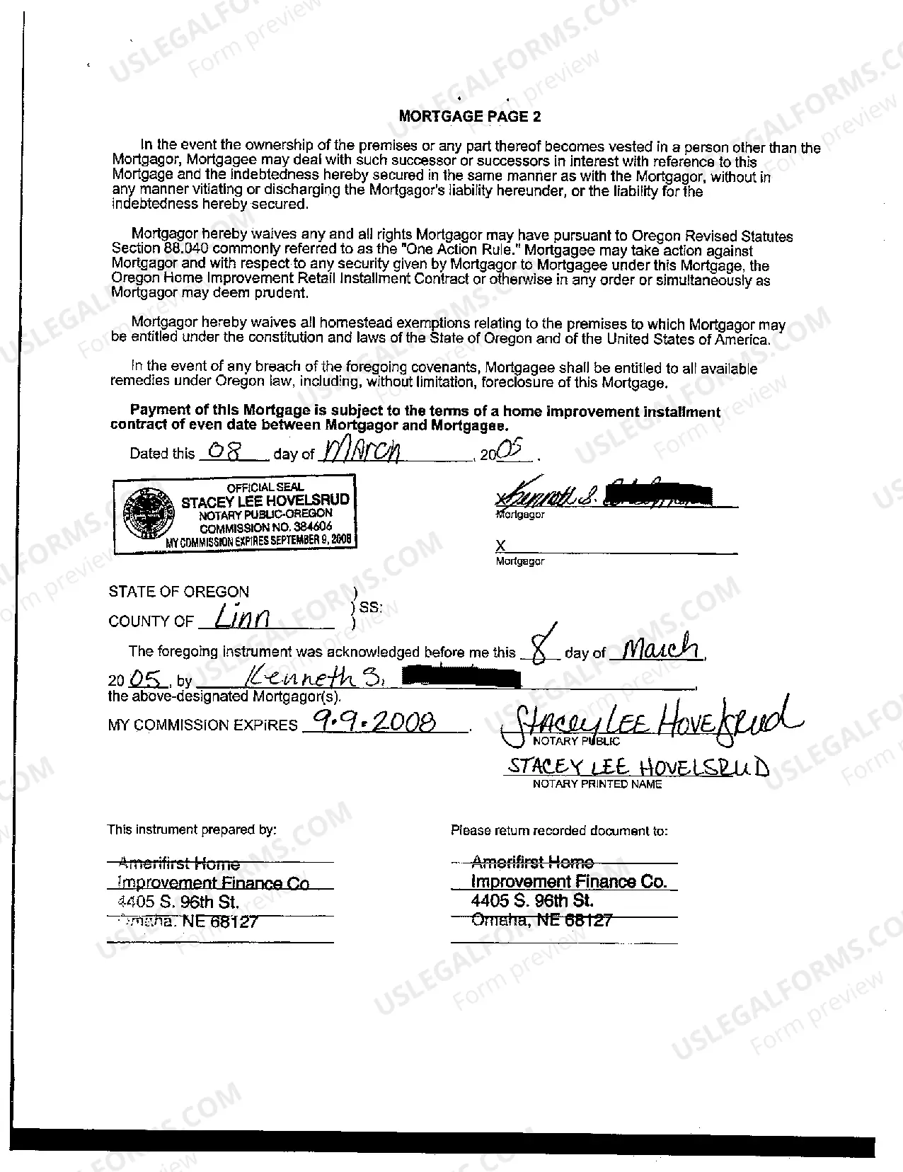 Preview Sample Mortgage for an Individual