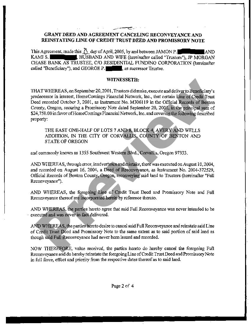 Preview Grant Deed from Husband and Wife to Trustee