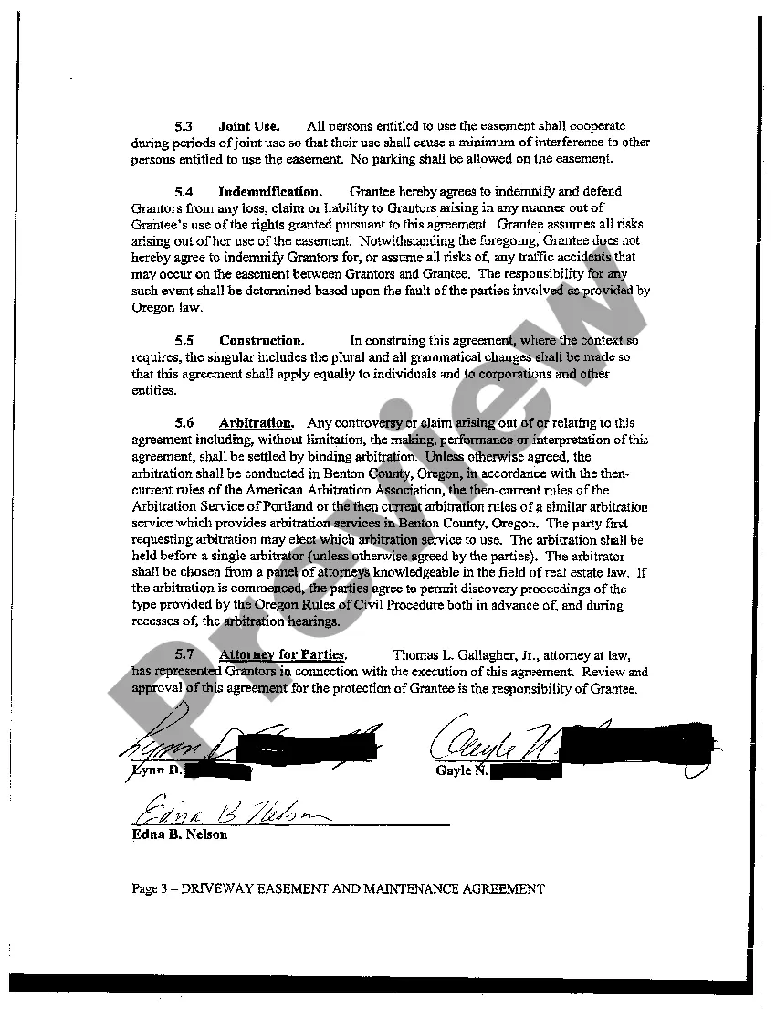 Get Driveway Easement and Maintenance Agreement Preview Driveway Easement and Maintenance Agreement