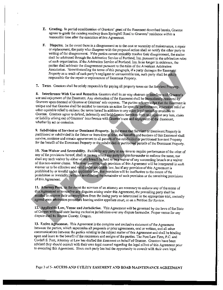 Get Access and Utility Easement and Road Maintenance Agreement Preview Access and Utility Easement and Road Maintenance Agreement