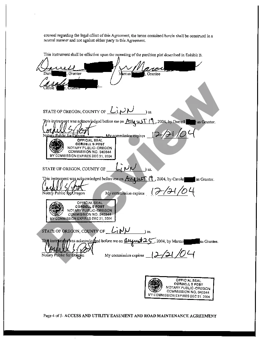 Get Access and Utility Easement and Road Maintenance Agreement Preview Access and Utility Easement and Road Maintenance Agreement
