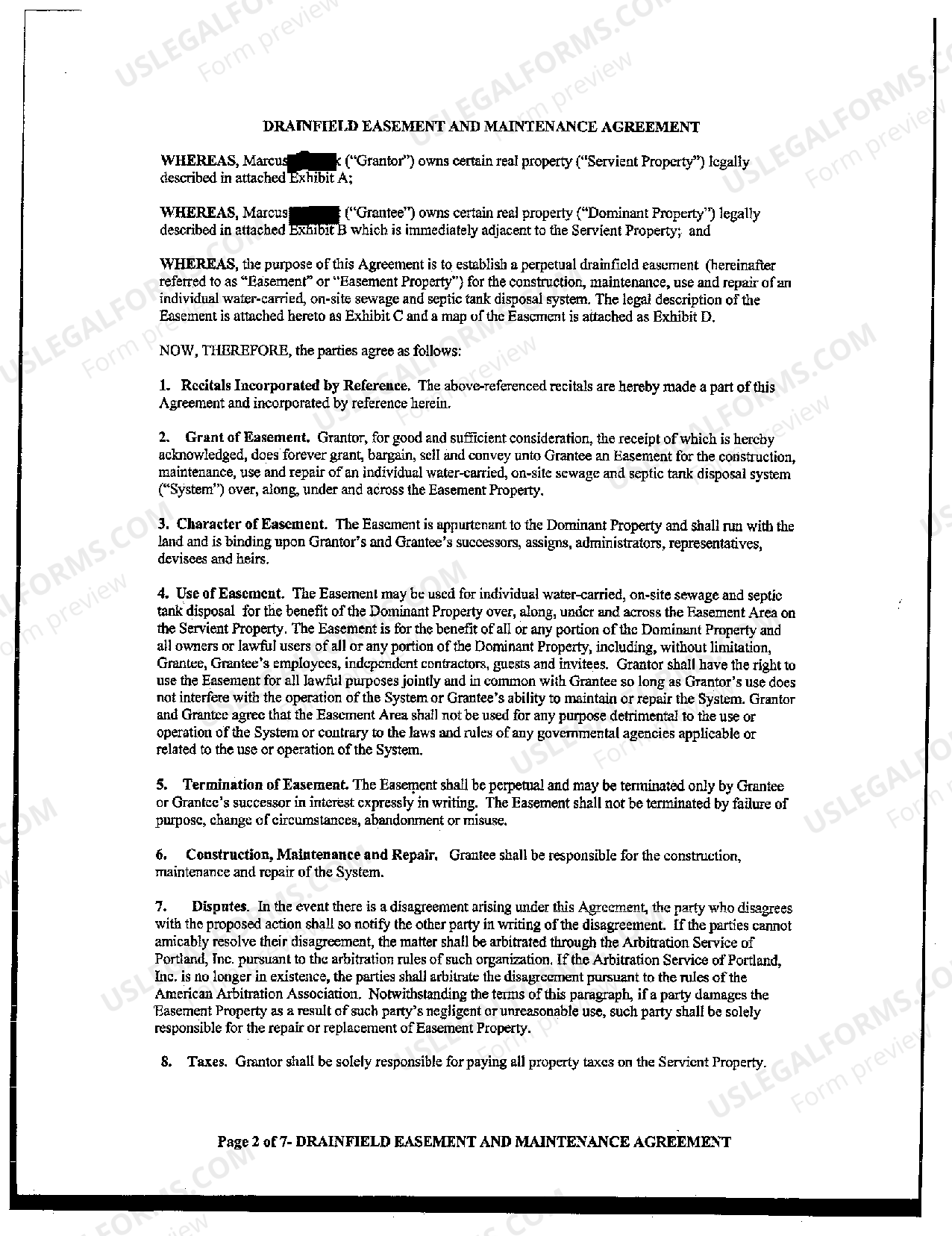 Oregon Drainfield Easement and Maintenance Agreement What Is A