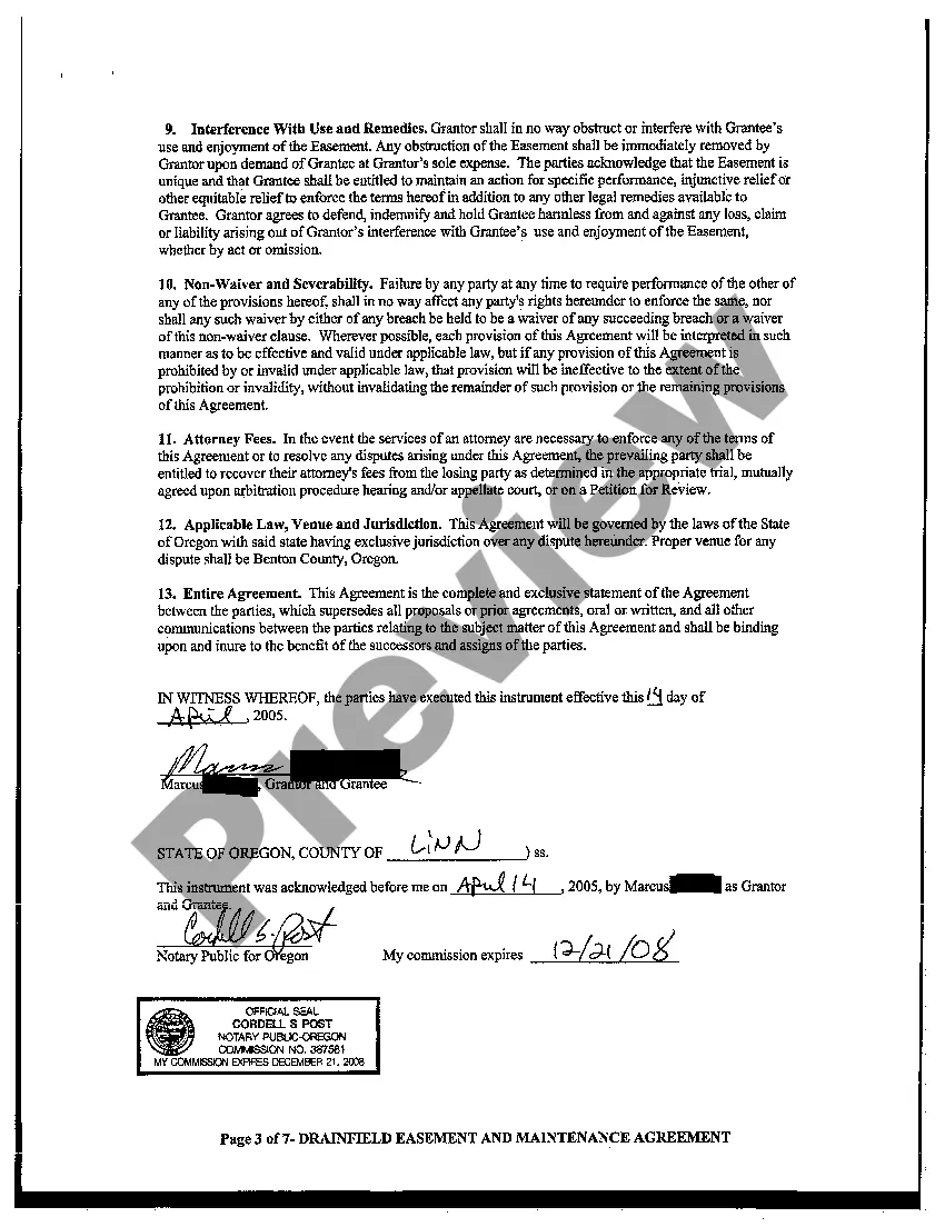 Preview Drainfield Easement and Maintenance Agreement
