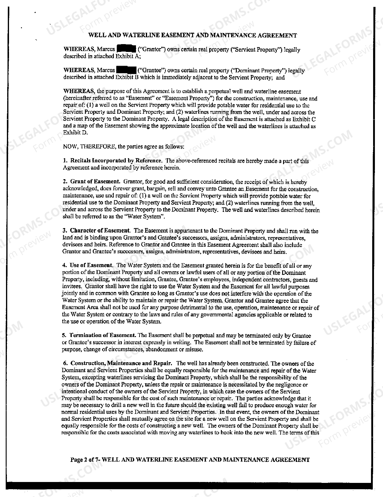 Oregon Well and Waterline Easement and Maintenance Agreement What Is