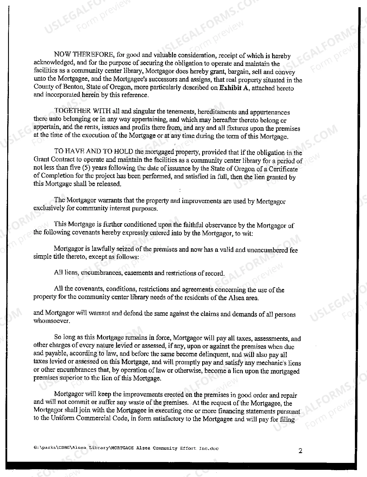 Preview Sample Mortgage for a Company