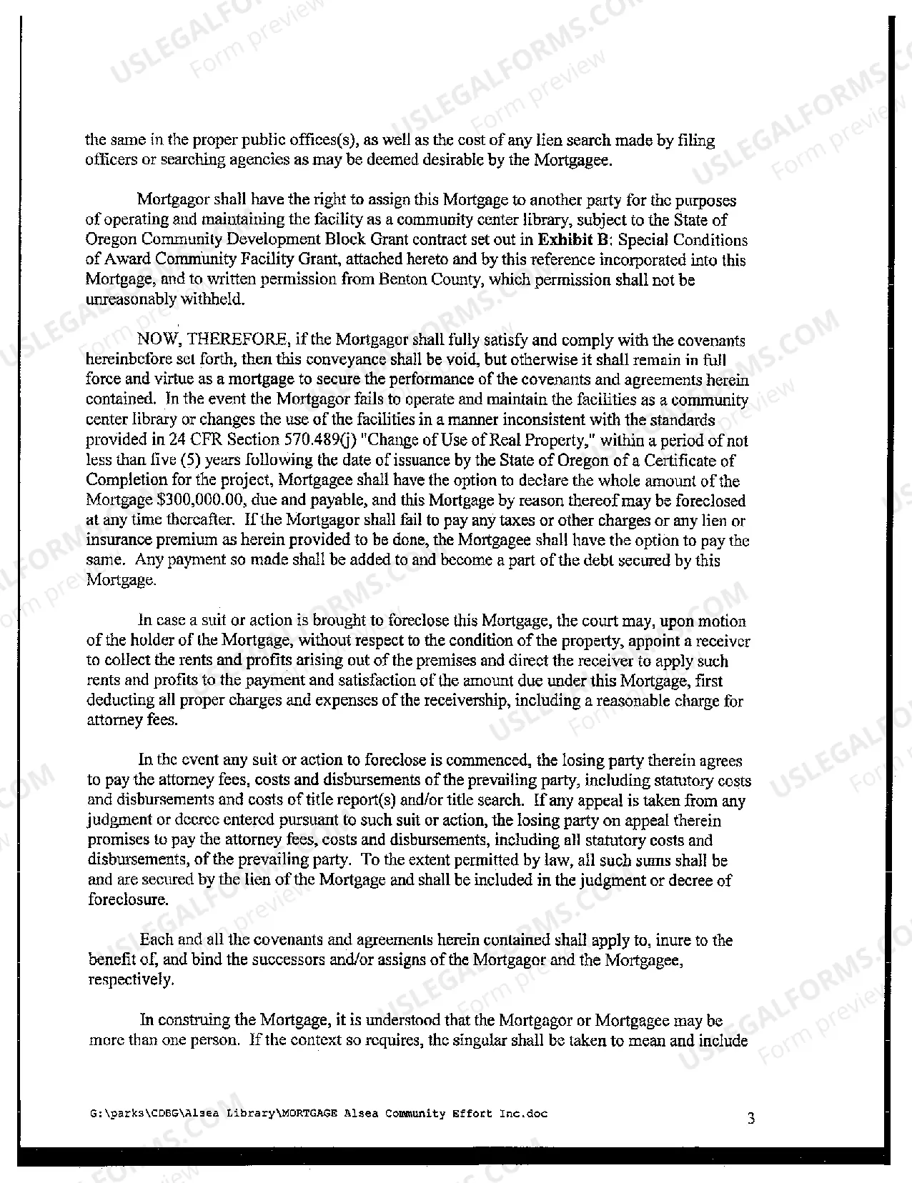 Preview Sample Mortgage for a Company