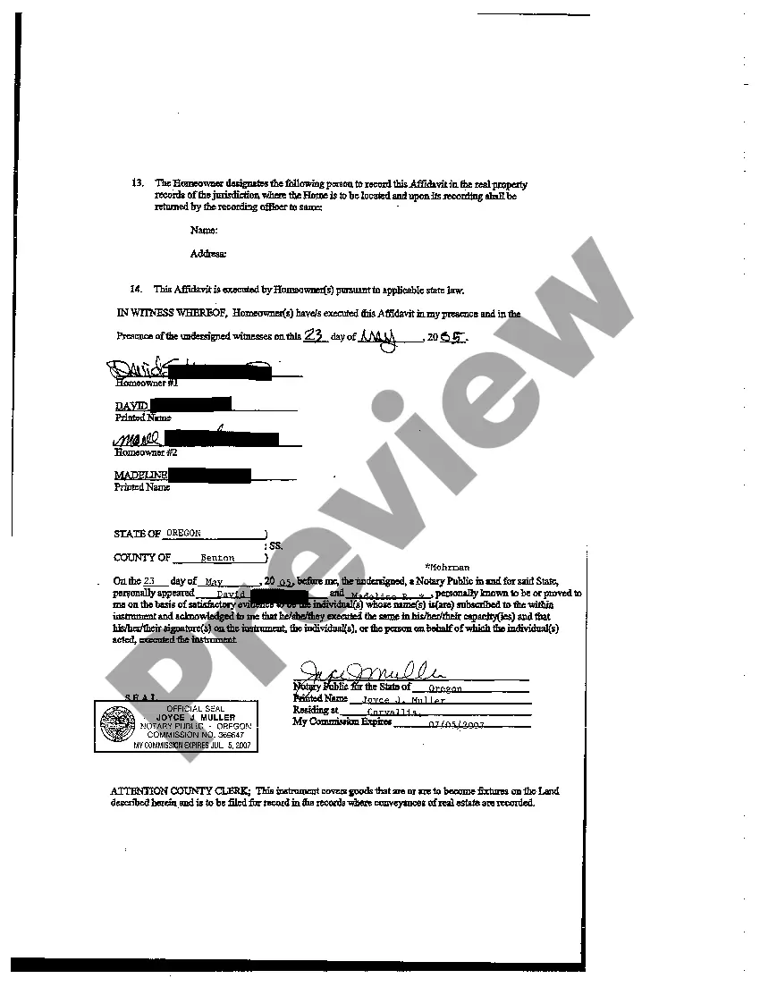 Get Manufactured Home Affidavit of Affixation Preview Manufactured Home Affidavit of Affixation