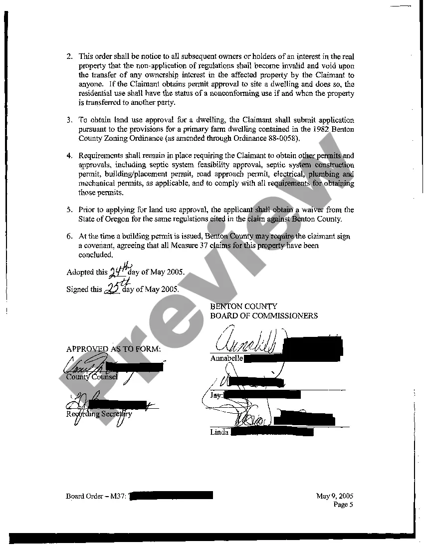 Preview Findings of Fact, Conclusions of Law, and an Order - Compensation Claim