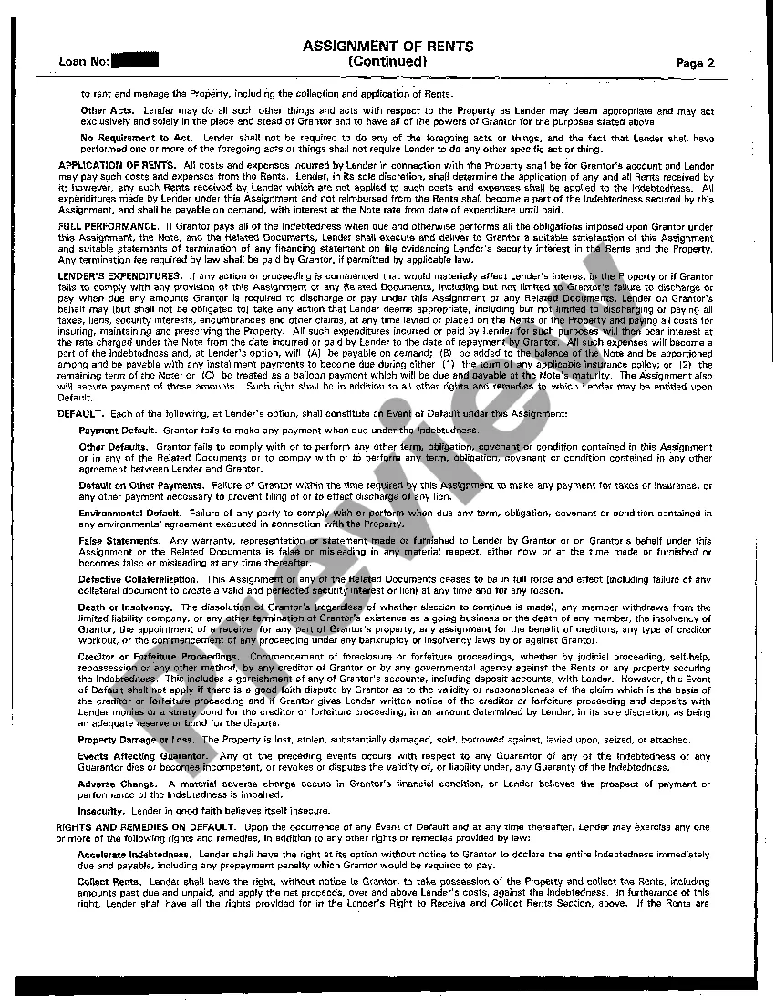 Preview Assignment of Rents