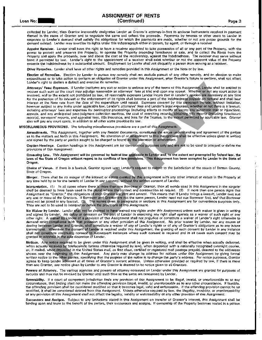 Preview Assignment of Rents