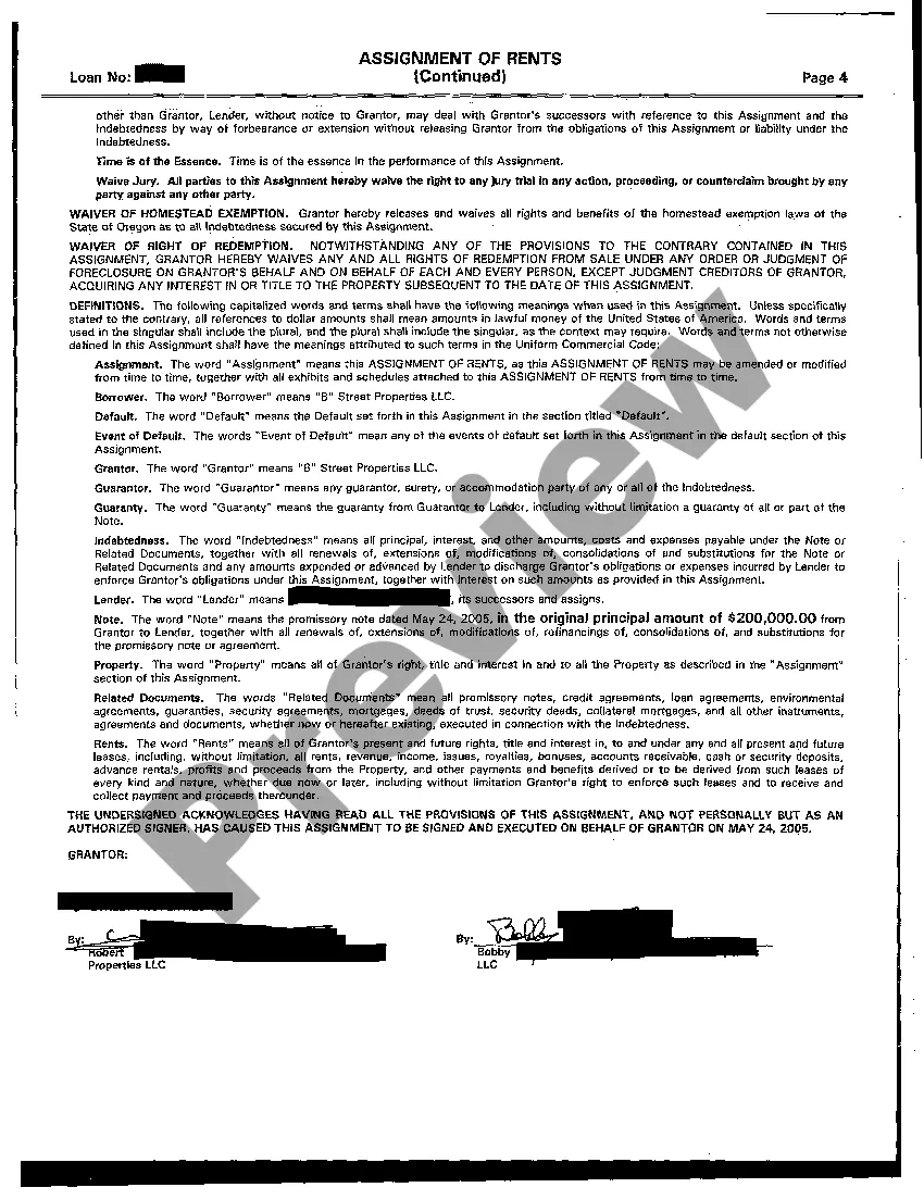 Preview Assignment of Rents