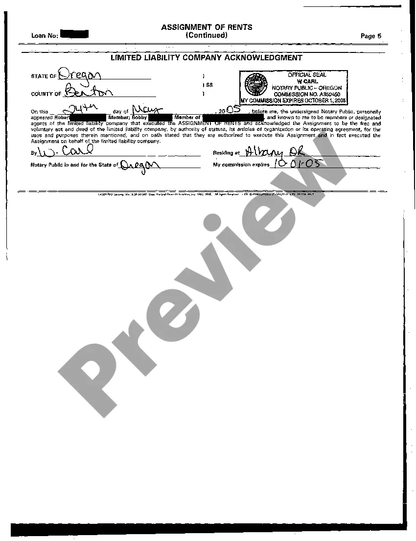 Preview Assignment of Rents