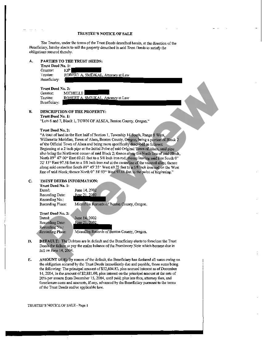Preview Affidavit of Mailing Trustee's Notice of Sale