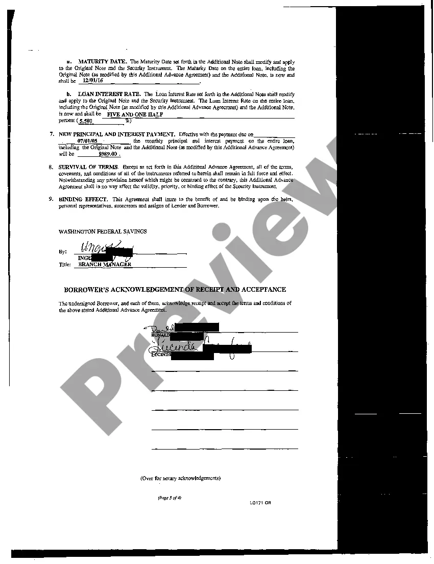 Preview Additional Advance Agreement