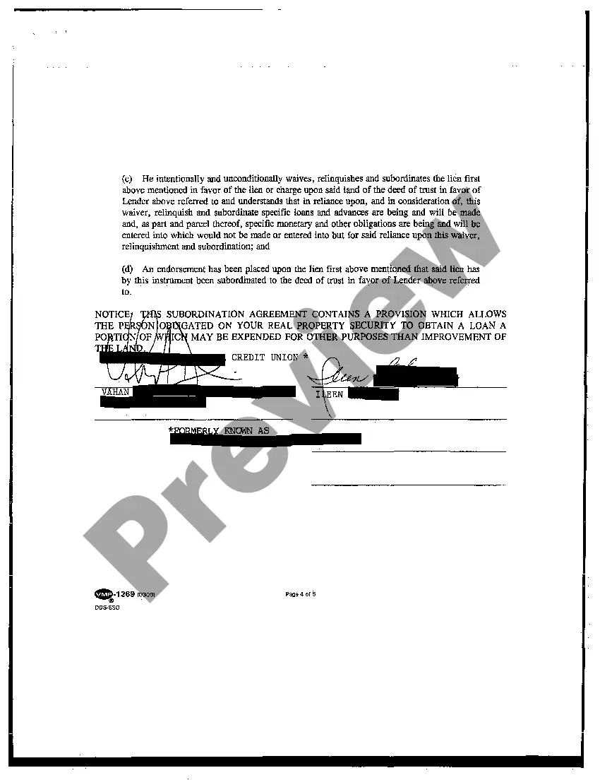 Preview Subordination Agreement