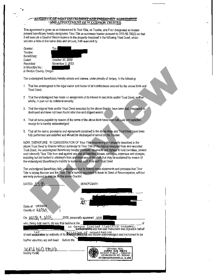 Get Appointment of Successor Trustee Preview Appointment of Successor Trustee