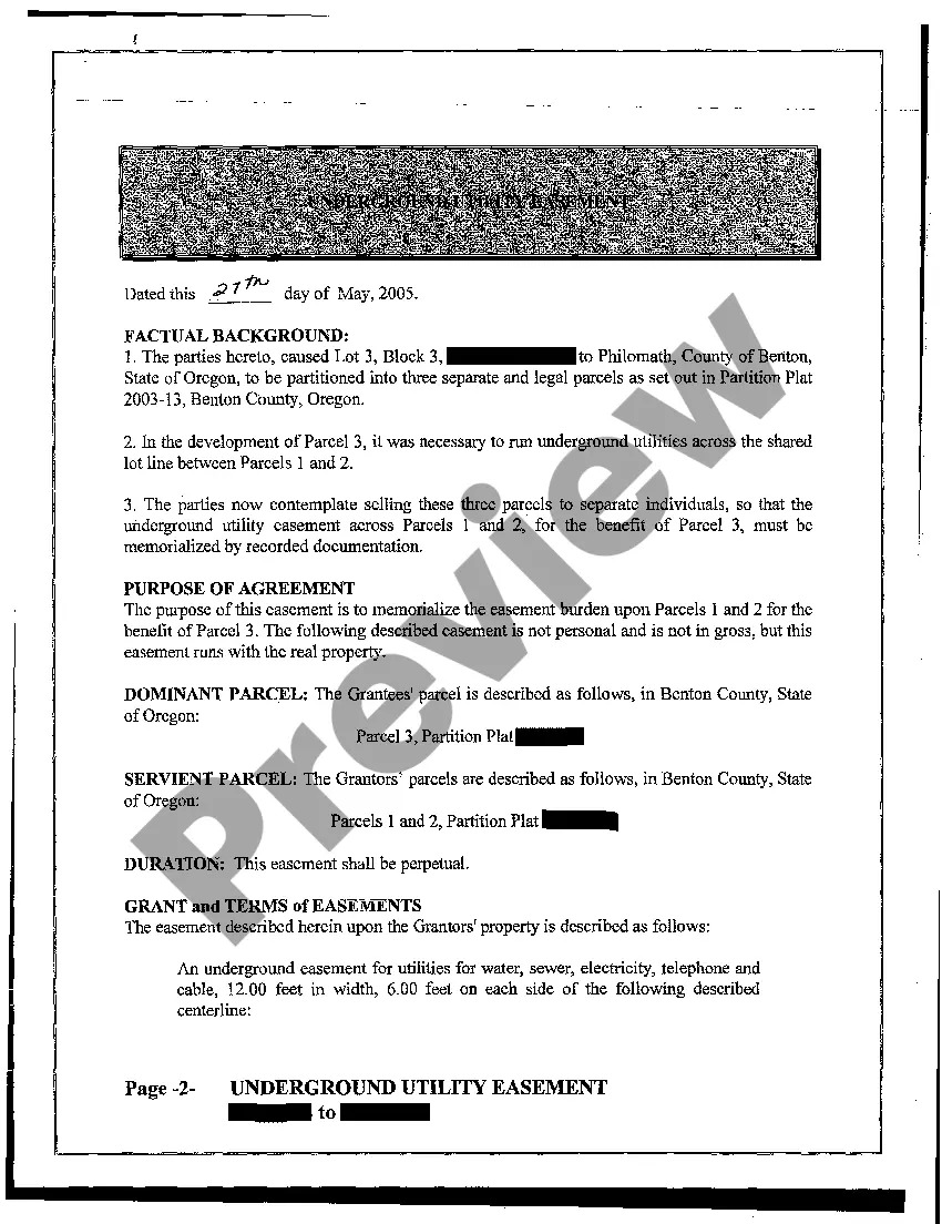 Get Grant of Underground Utility Easement Preview Grant of Underground Utility Easement