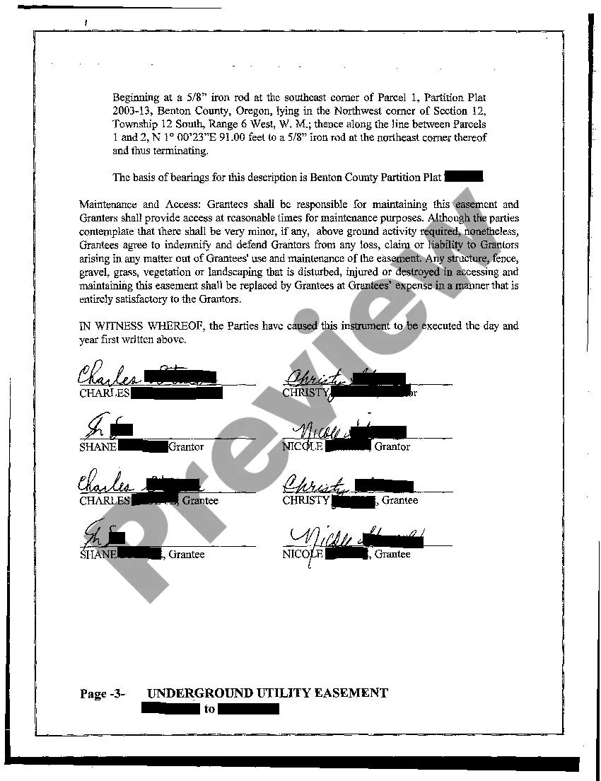 Get Grant of Underground Utility Easement Preview Grant of Underground Utility Easement
