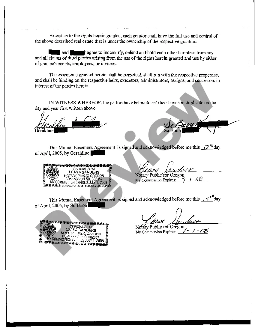 Preview Mutual Easement Agreement