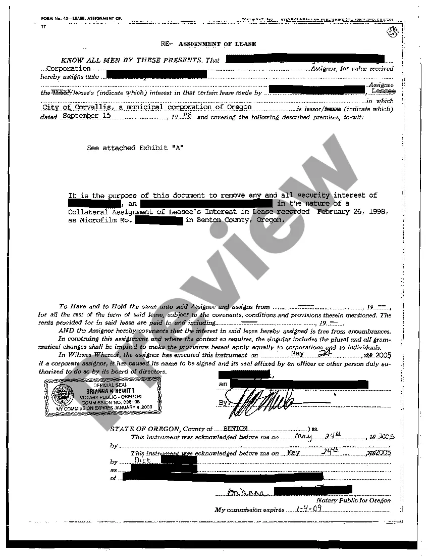 Preview Reassignment of Lease