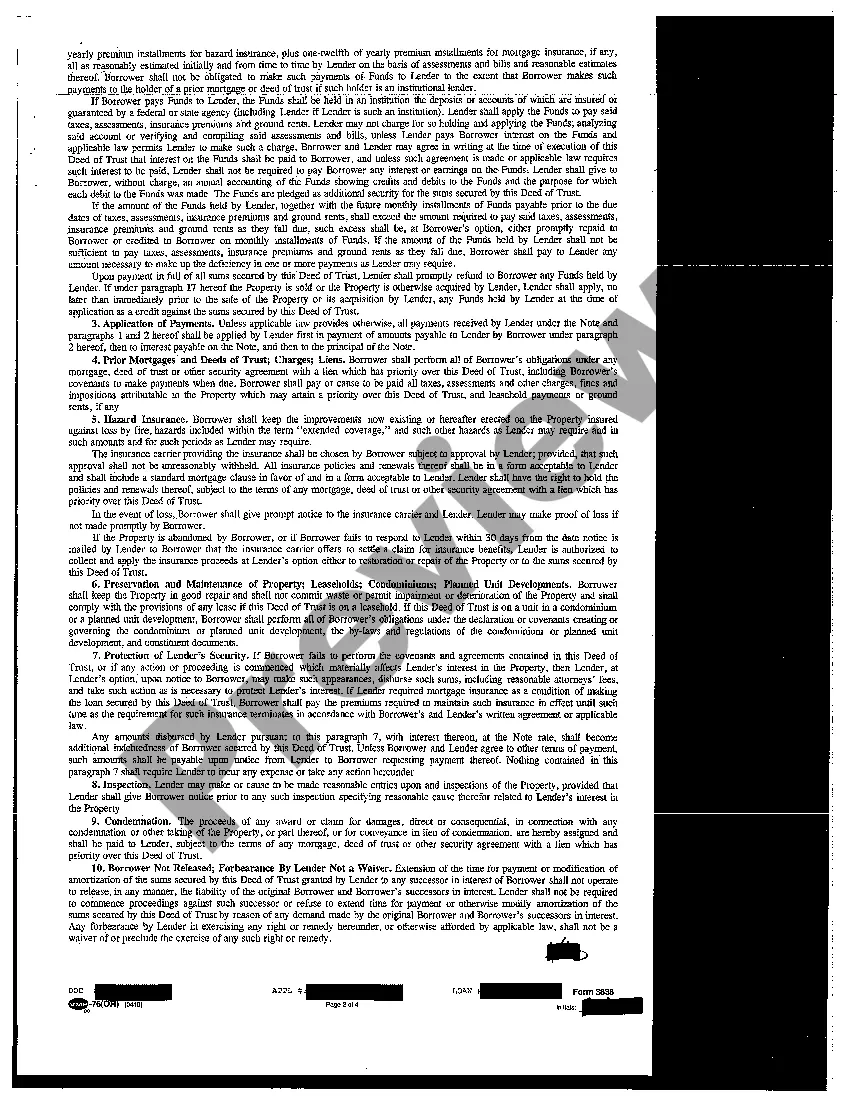 Preview Deed of Trust and Request for Notice of Default