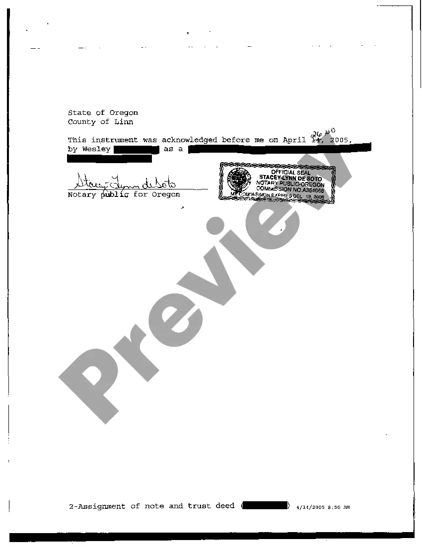 Preview Assignment of Notice and Trust Deed and Guaranty