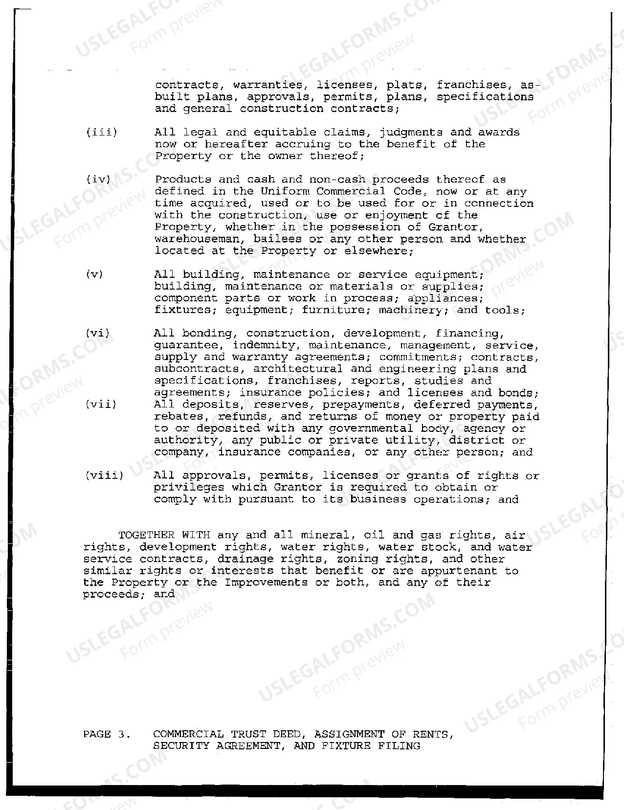 Preview Commercial Trust Deed, Assignment of Rents, Security Agreement, And Fixture Filing