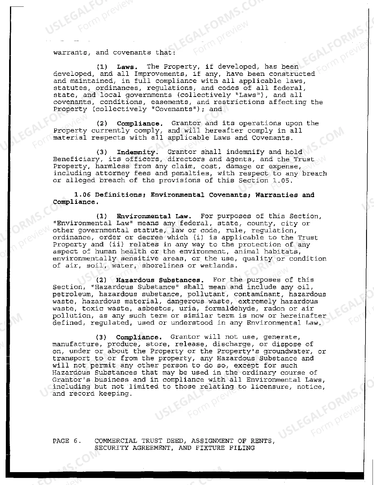 Preview Commercial Trust Deed, Assignment of Rents, Security Agreement, And Fixture Filing