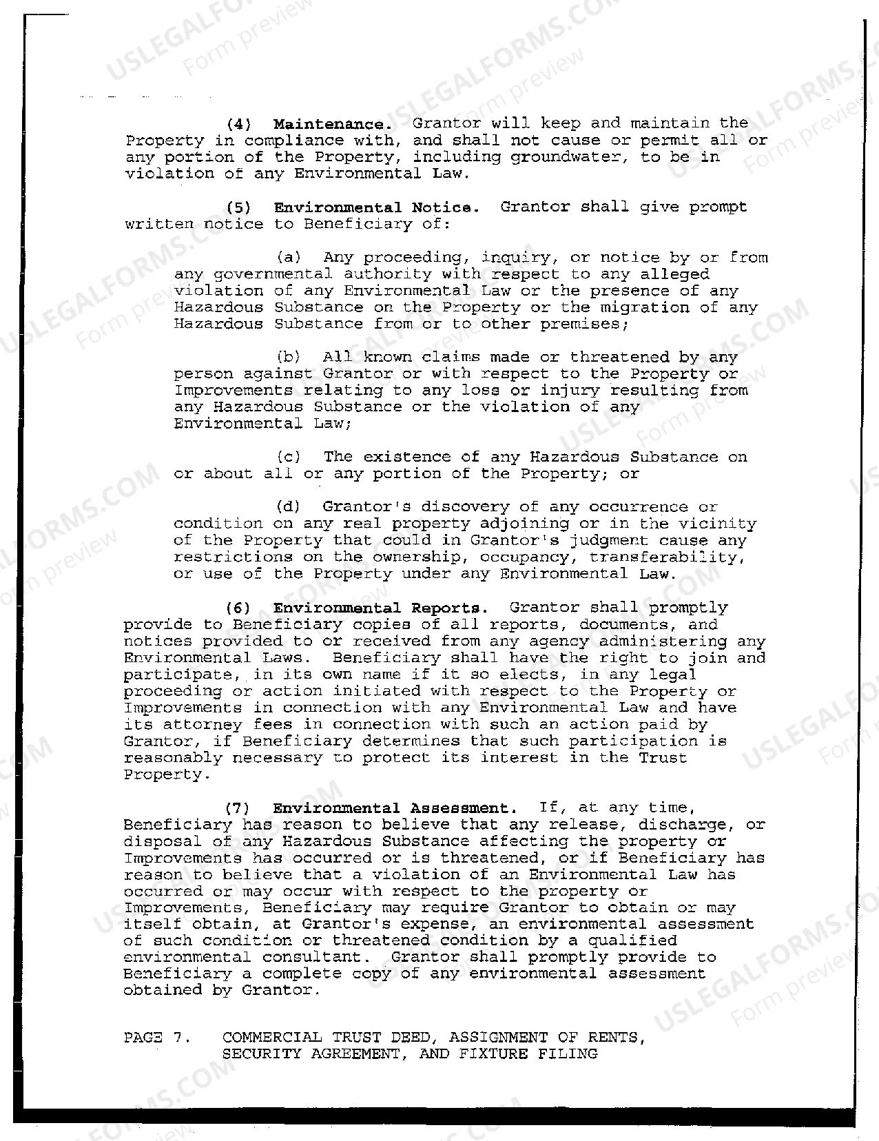 Preview Commercial Trust Deed, Assignment of Rents, Security Agreement, And Fixture Filing