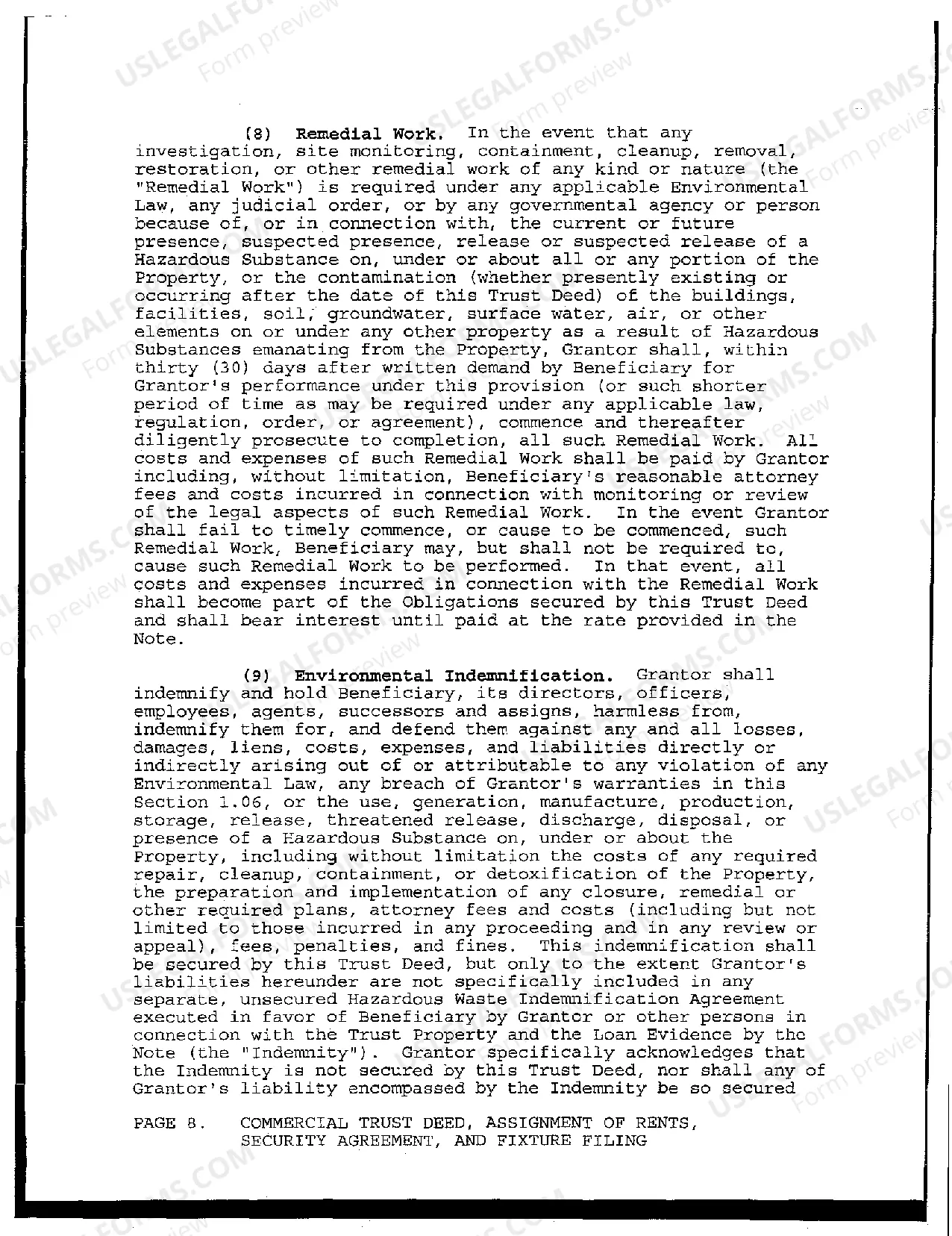 Preview Commercial Trust Deed, Assignment of Rents, Security Agreement, And Fixture Filing