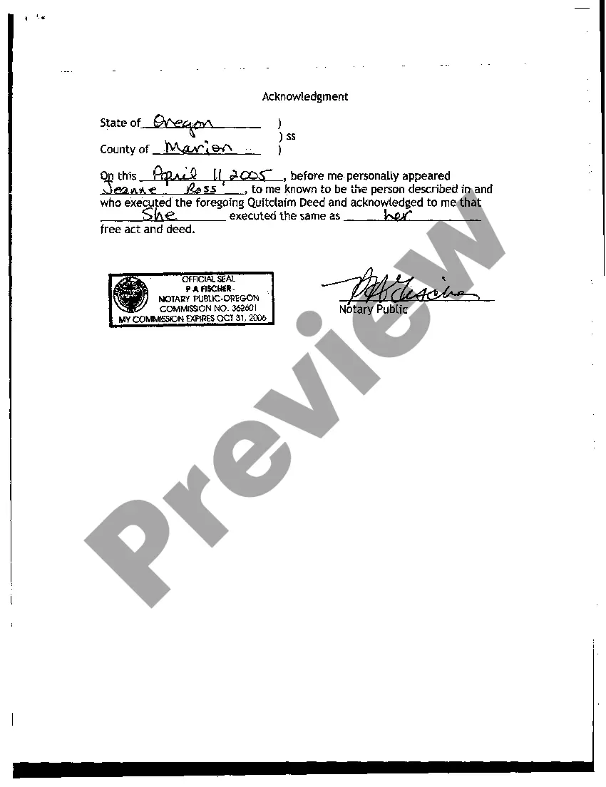 Preview Quitclaim Deed from Trust to Trust