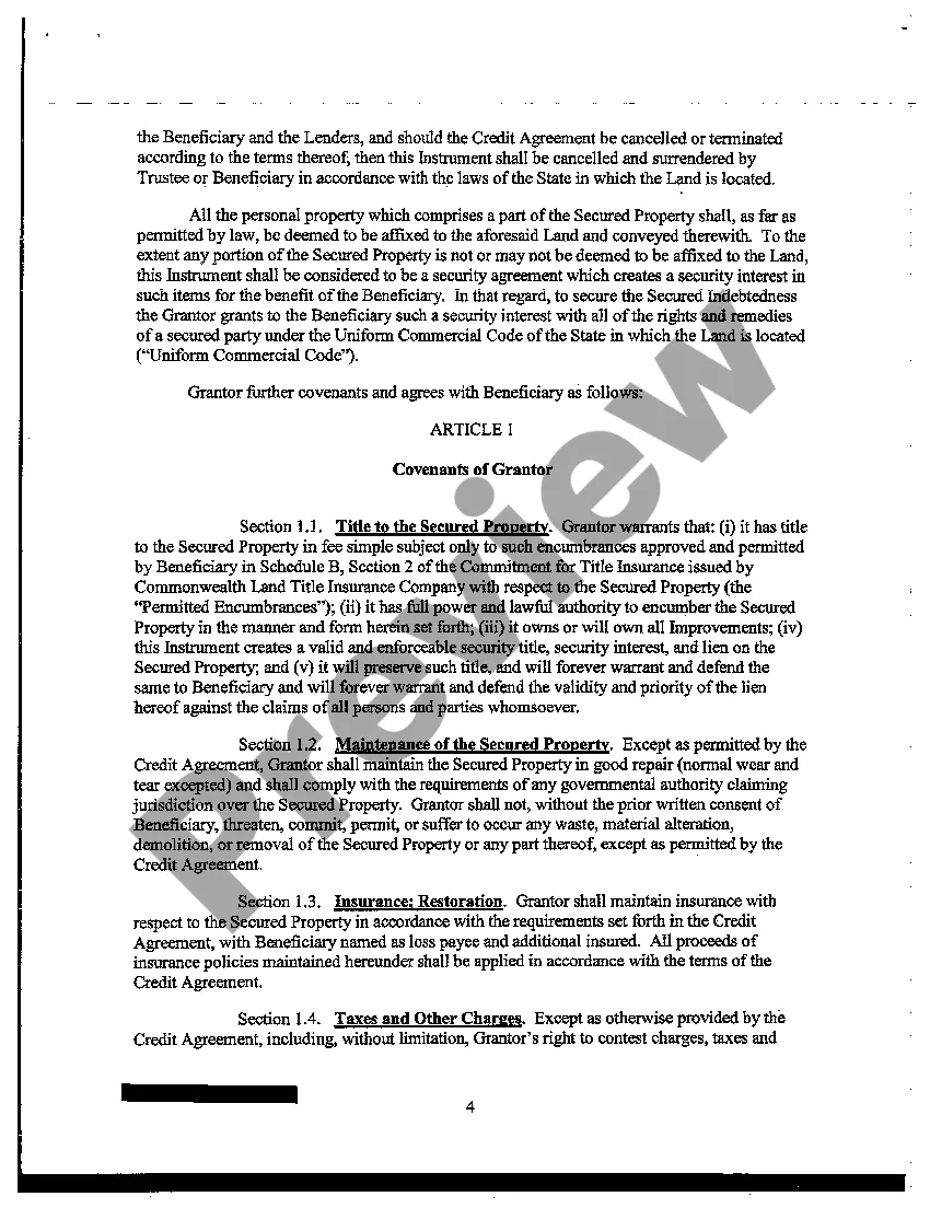 Preview Line of Credit Instrument