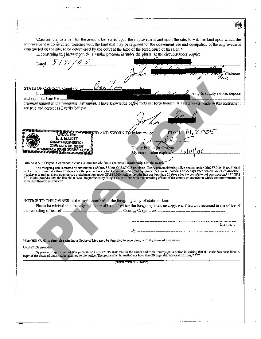 Oregon Construction Lien Waiver Form US Legal Forms