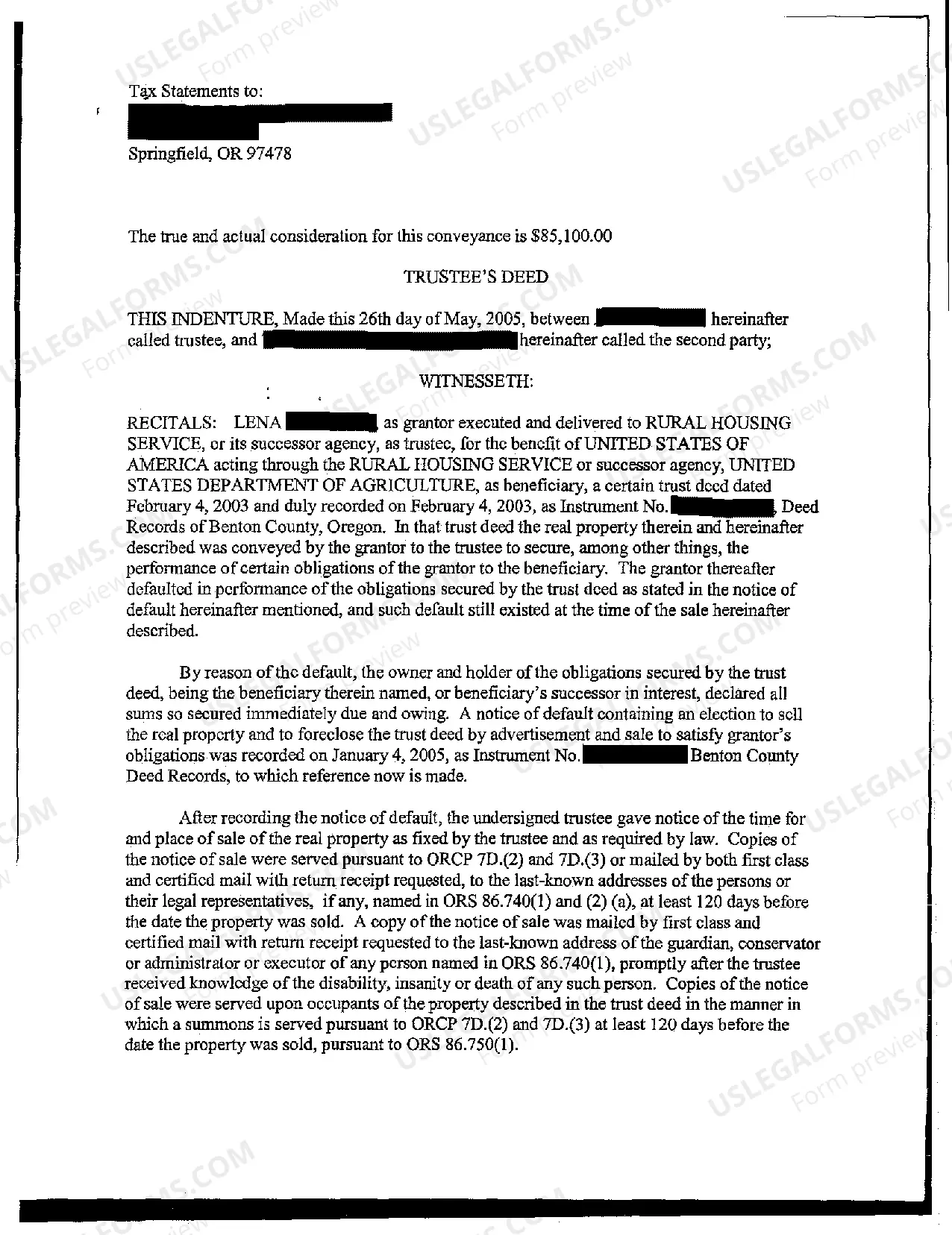 Preview Trustee's Deed Corporation to Corporation