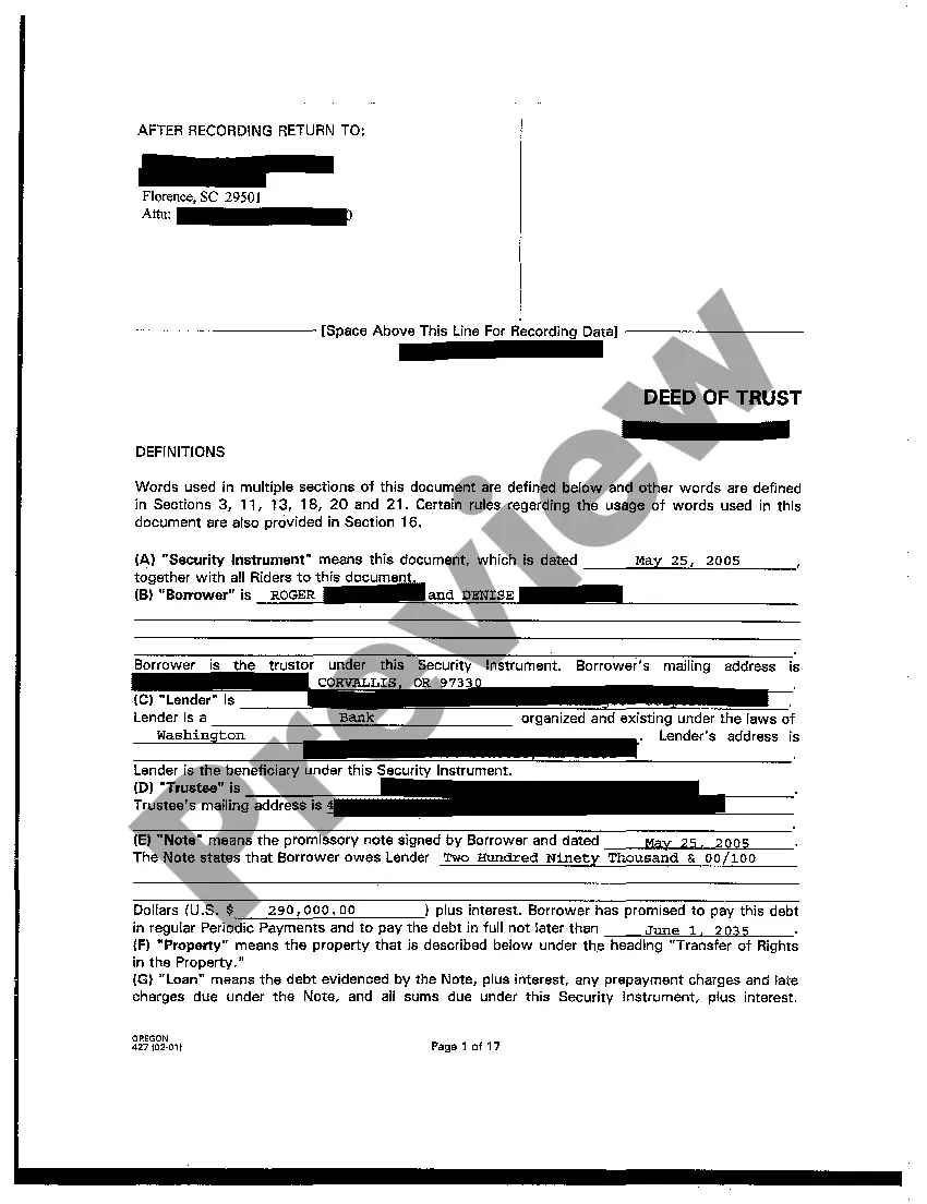 Preview Sample Deed of Trust