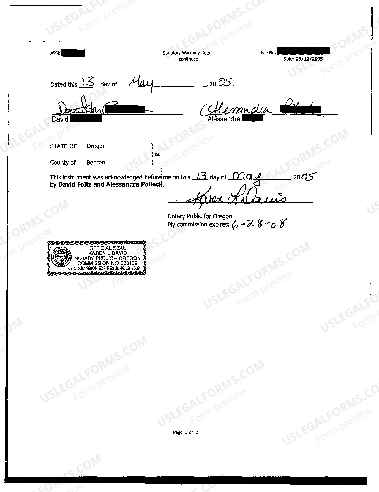 Preview Statutory Warranty Deed